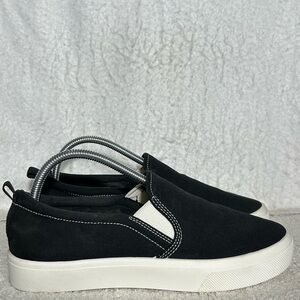 Skechers Womens Black Poppy 2.0 Canvas Casual Slip On  Sneakers Shoes SZ 9.5